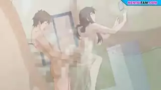 حفلة هنتاي جنسية: حركة مثيرة في الحمام مع الأم